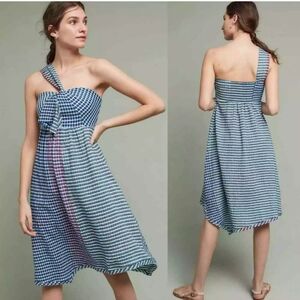 Anthropologie Waverly One Shoulder Plaid by Maeve Ruffle Dress Size 4 Ruffle